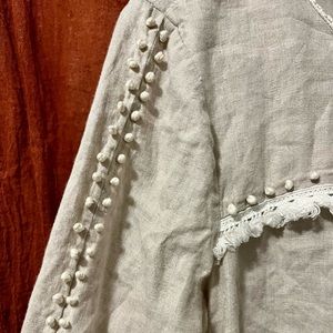 J Crew linen beige detailed top